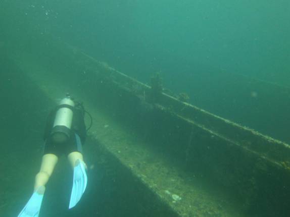 Chegando ao naufrágio Veronica L, em Granada